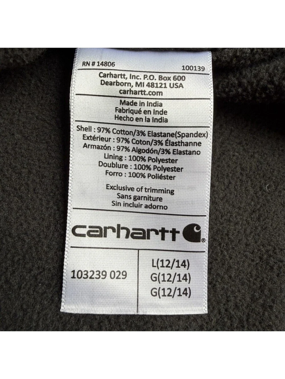Carhartt Youth L 12/14 Plaid Fleece Lined Shacket Shirt Jacket